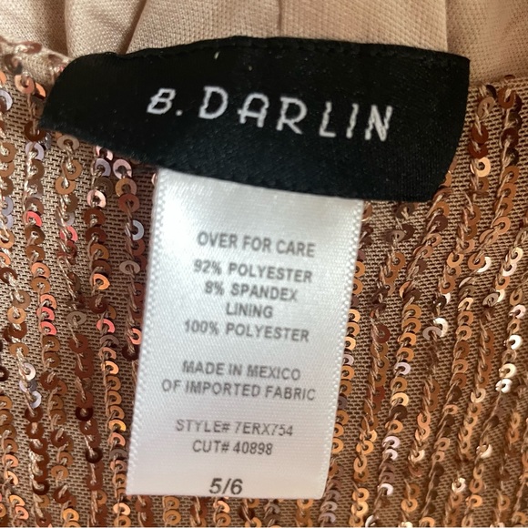 NWT B Darlin Fitted Sequin Dress with Balloon Sleeves in Champagne Juniors 5/6 - Picture 7 of 8